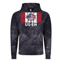 Us Eh American Canadian Flag Canada Day Leaf With Usa Flag Inside Vintage Hoodie | Teevron