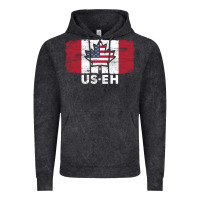 Vintage Black us eh american canadian flag canada day leaf with usa flag inside Vintage Hoodie - linhVisuals