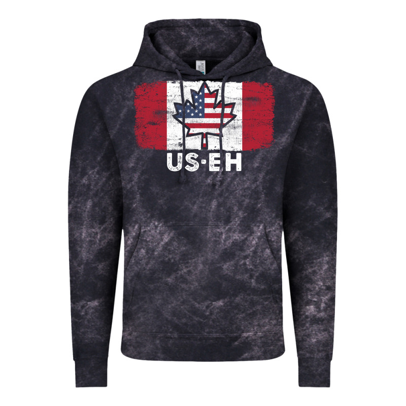 Us Eh American Canadian Flag Canada Day Leaf With Usa Flag Inside Vintage Hoodie by linhVisuals | Teevron