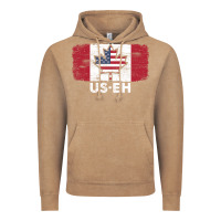Vintage Coffee us eh american canadian flag canada day leaf with usa flag inside Vintage Hoodie - linhVisuals