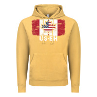 Vintage Mustard us eh american canadian flag canada day leaf with usa flag inside Vintage Hoodie - linhVisuals
