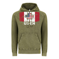 Vintage Olive us eh american canadian flag canada day leaf with usa flag inside Vintage Hoodie - linhVisuals