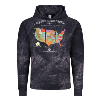 Cloud Black us national parks map colorful with all 59 national parks Vintage Hoodie - linhVisuals