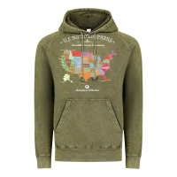 Vintage Olive us national parks map colorful with all 59 national parks Vintage Hoodie - linhVisuals