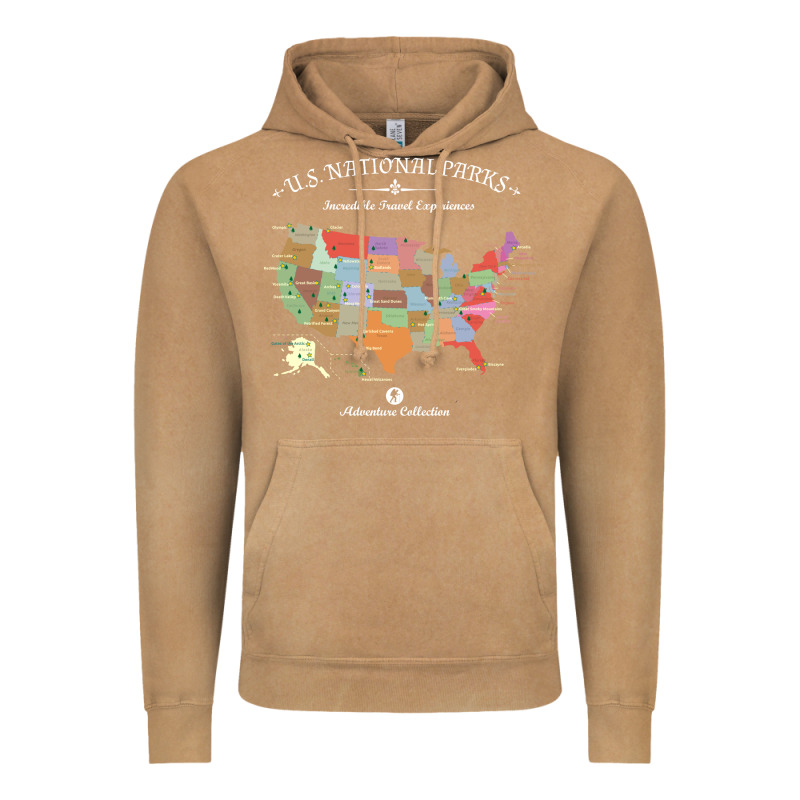 Us National Parks Map Colorful With All 59 National Parks Vintage Hoodie by linhVisuals | Teevron