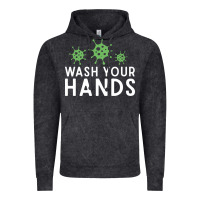 Vintage Black wash your hands green germs graphic Vintage Hoodie - linhVisuals