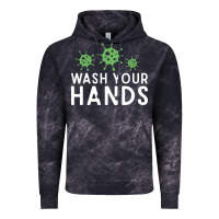 Cloud Black wash your hands green germs graphic Vintage Hoodie - linhVisuals