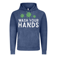 Vintage Denim wash your hands green germs graphic Vintage Hoodie - linhVisuals