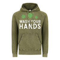 Vintage Olive wash your hands green germs graphic Vintage Hoodie - linhVisuals