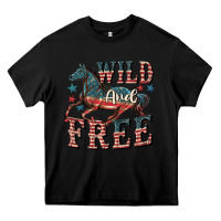 Black Wild and free 4th of july Heavy Core Tee - CowGirlArtShop