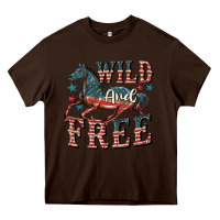 Chocolate Brown Wild and free 4th of july Heavy Core Tee - CowGirlArtShop