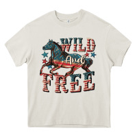 Cream Wild and free 4th of july Heavy Core Tee - CowGirlArtShop