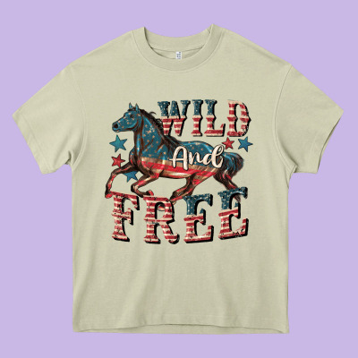 Wild And Free 4th Of July Heavy Core Tee Designed By Cowgirlartshop
