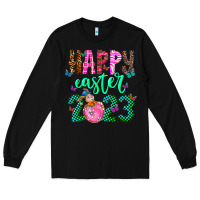 Black Happy Easter Long Sleeve Tee - CowhideDigitalArt