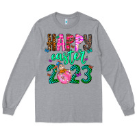 Heather Grey Happy Easter Long Sleeve Tee - CowhideDigitalArt
