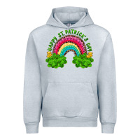 Heather Grey Happy St. Patrick's Day Rainbow And Shamrock Urban Hoodie - RanaPortraitStore