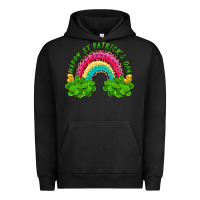 Pigment Black Happy St. Patrick's Day Rainbow And Shamrock Urban Hoodie - RanaPortraitStore