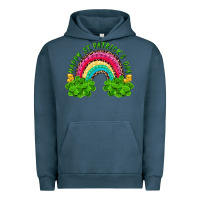 Pigment Midnight Navy Happy St. Patrick's Day Rainbow And Shamrock Urban Hoodie - RanaPortraitStore