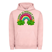 Pigment Salmon Happy St. Patrick's Day Rainbow And Shamrock Urban Hoodie - RanaPortraitStore