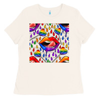 Bone Pride lgbtq lips and heart lollipop seamless patte Ladies Tee - BundleAndBundleShop