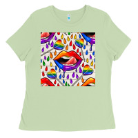 Matcha Pride lgbtq lips and heart lollipop seamless patte Ladies Tee - BundleAndBundleShop