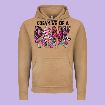 Dreaming Of A Pink Christmas Vintage Hoodie Designed By Cowhidedigitalart