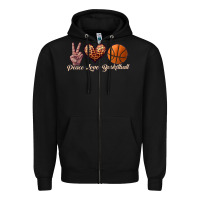 Black peace love basketball Zipper Hoodie - JahusDesignShop