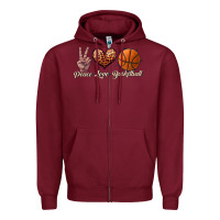 Burgundy peace love basketball Zipper Hoodie - JahusDesignShop