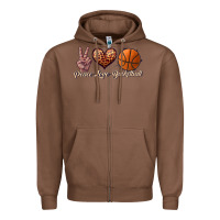 Chestnut peace love basketball Zipper Hoodie - JahusDesignShop