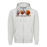 Dove Grey peace love basketball Zipper Hoodie - JahusDesignShop