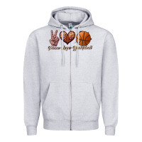 Heather Grey peace love basketball Zipper Hoodie - JahusDesignShop