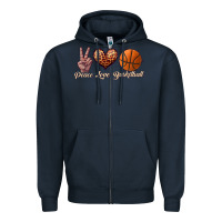 Navy peace love basketball Zipper Hoodie - JahusDesignShop