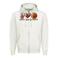 Oatmeal Heather peace love basketball Zipper Hoodie - JahusDesignShop