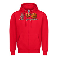 Red peace love basketball Zipper Hoodie - JahusDesignShop