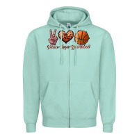 Seafoam peace love basketball Zipper Hoodie - JahusDesignShop