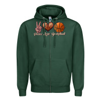 Sports Green peace love basketball Zipper Hoodie - JahusDesignShop