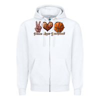 White peace love basketball Zipper Hoodie - JahusDesignShop