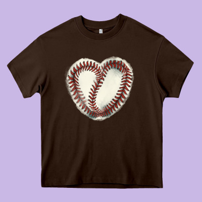 Baseball Ball Heart Heavy Core Tee Designed By Howdyjamesfarm