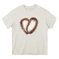 Cream Baseball ball heart Heavy Core Tee - HowdyJamesFarm