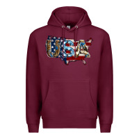 Burgundy usa american flag background Premium Hoodie - Jasminsmagicworld