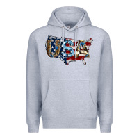 Heather Grey usa american flag background Premium Hoodie - Jasminsmagicworld