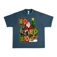 Midnight Navy Christmas Trex Ho Ho Ho Santa Urban Heavy Tee - FaDigitalArtStudio