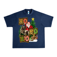 Navy Christmas Trex Ho Ho Ho Santa Urban Heavy Tee - FaDigitalArtStudio