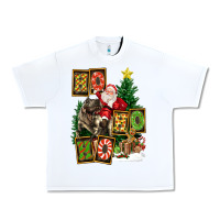 White Christmas Trex Ho Ho Ho Santa Urban Heavy Tee - FaDigitalArtStudio