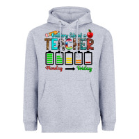 Heather Grey battery life of a teacher monday friday Heavyweight Hoodie - RanaPortraitStore