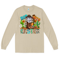 Mushroom Hop Into Easter Bunny Western Long Sleeve Tee - CowhideDigitalArt
