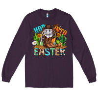 Plum Hop Into Easter Bunny Western Long Sleeve Tee - CowhideDigitalArt