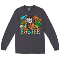 Smoke Hop Into Easter Bunny Western Long Sleeve Tee - CowhideDigitalArt