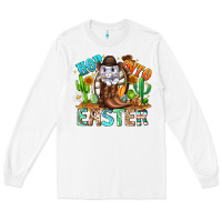 White Hop Into Easter Bunny Western Long Sleeve Tee - CowhideDigitalArt