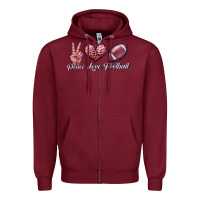 Burgundy peace love football Zipper Hoodie - JahusDesignShop